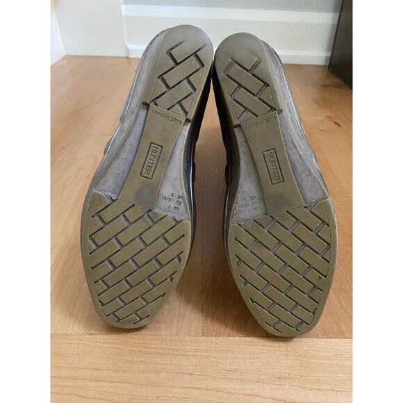 Rare! Hunter Sz 9 - 10 Verbier Lace Up Wedge Platform Rain Boots Titanium Gold - Picture 10 of 11